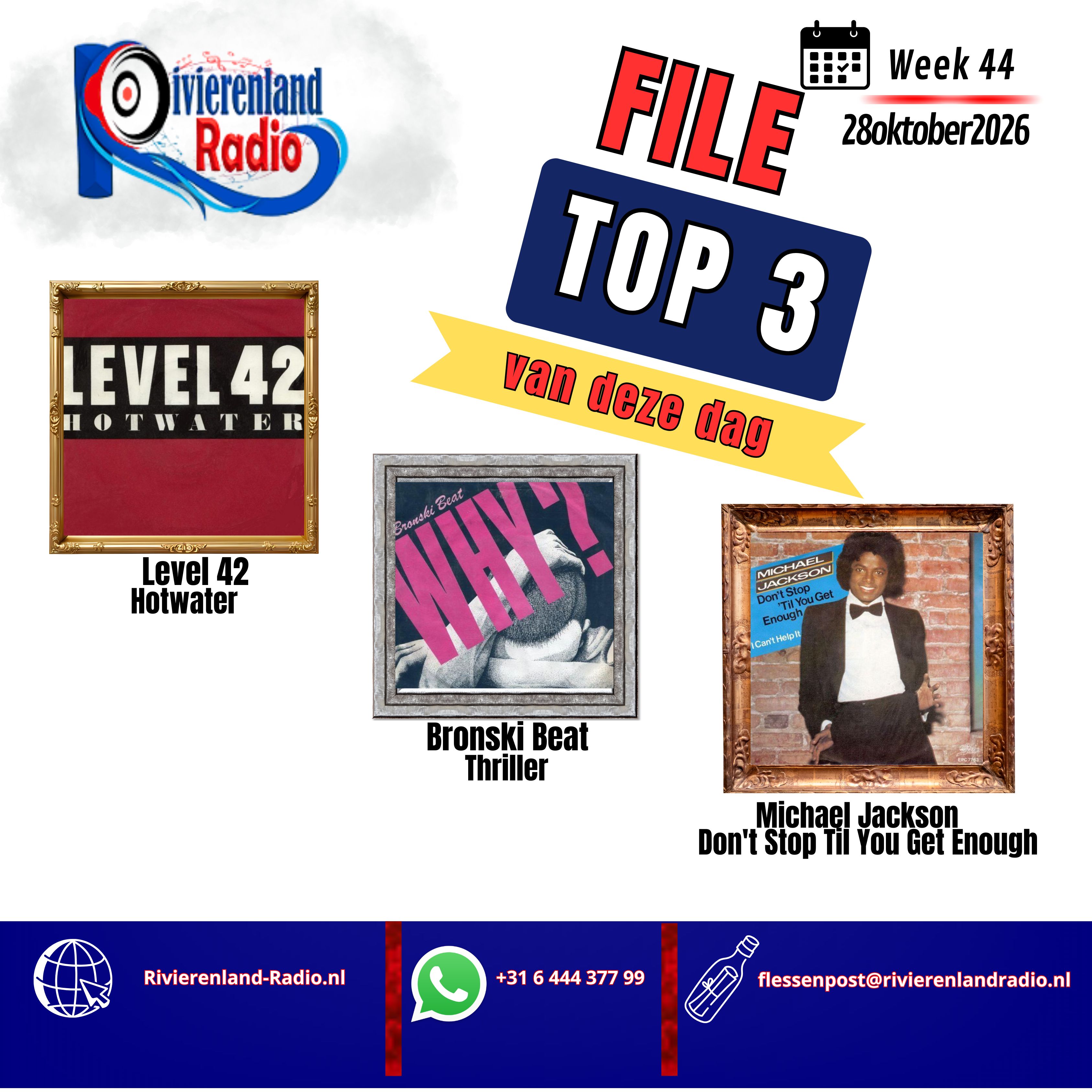 Van Level 42 tot Michael Jackson: dit is de File Top 3 van vandaag bij Rivierenland Radio!